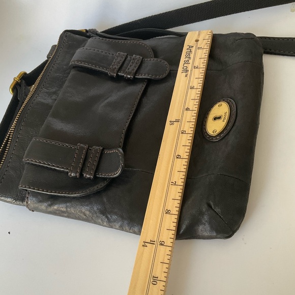 Fossil Black Leather Crossbody with Brass Accent - Picture 12 of 16